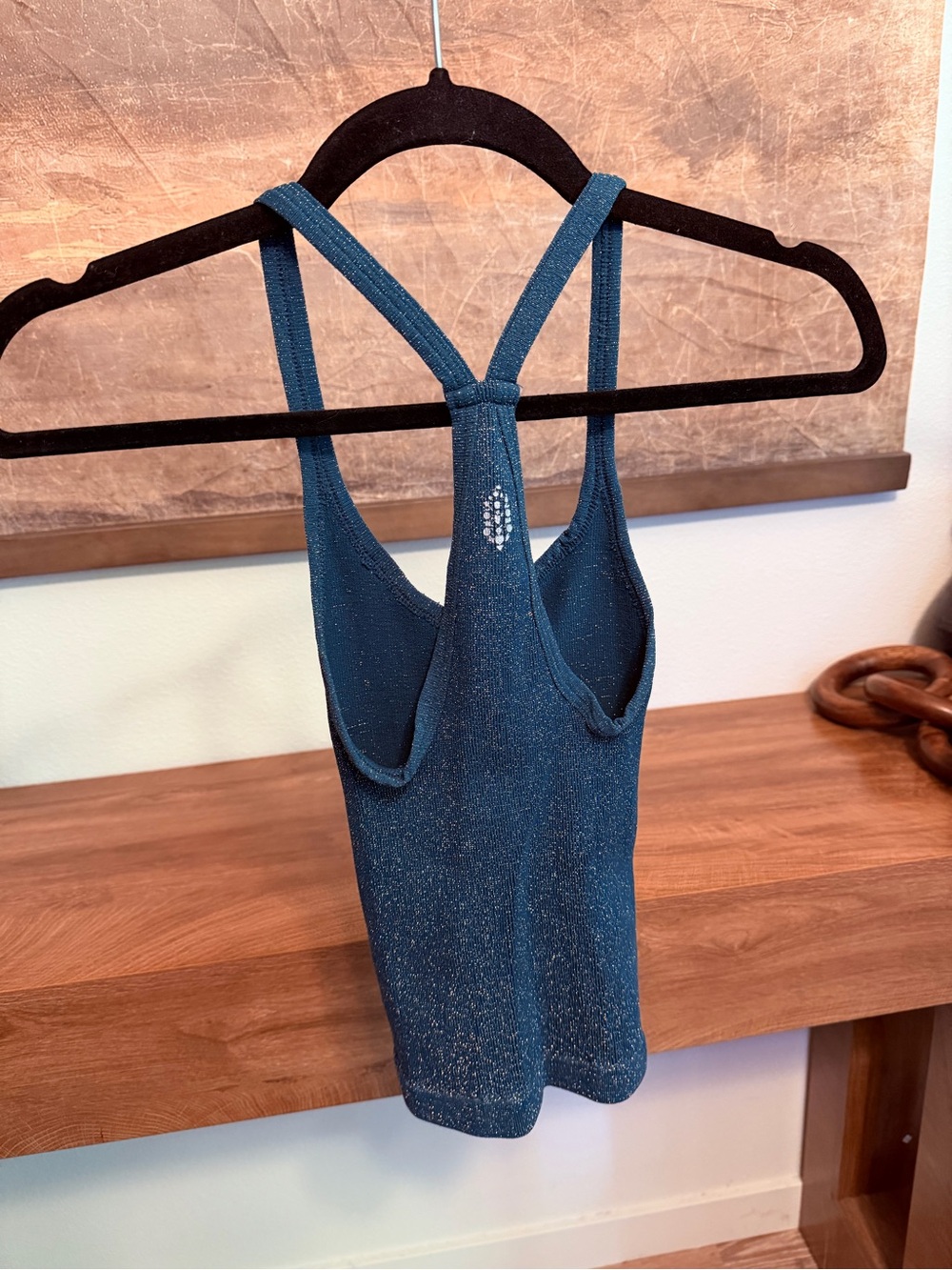 Free People teal glitter tank top size M/L